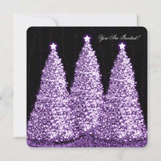 Invitation Fête de Noël élégante Arbre pourpre (Dos)