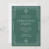Invitation Fête de Noël élégante | Art déco vert classique (Devant)