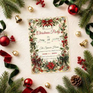 Invitation Fête de Noël élégante Art Nouveau
