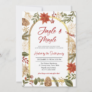 Invitation Fête de Noël élégante avec Jingle et Mingle