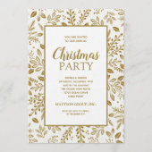 Invitation Fête de Noël Élégante Botanique Or (Devant)