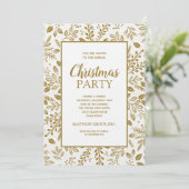 Invitation Fête de Noël Élégante Botanique Or (Debout devant)