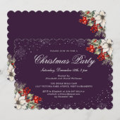 Invitation Fête de Noël élégante botanique violette (Devant / Derrière)