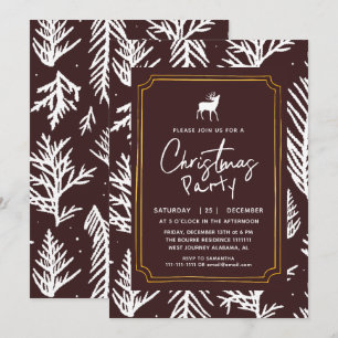 Invitation Fête de Noël Élégante Branche de Pin Rustique