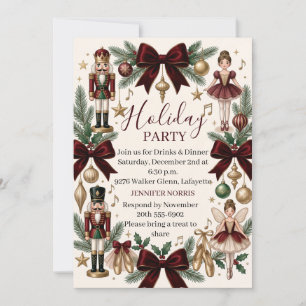 Invitation Fête de Noël élégante Casse-Noisette