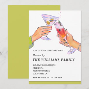 Invitation Fête de Noël élégante Cocktail Party