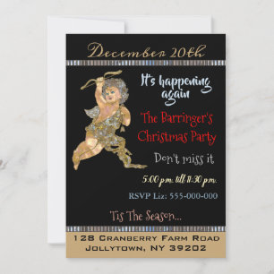 Invitation Fête de Noël élégante d'ange vintage