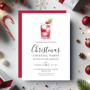 Invitation Fête de Noël élégante de vacances Cocktail