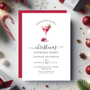 Invitation Fête de Noël élégante de vacances Cocktail