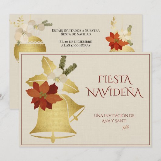 Invitation Fête de Noël élégante décorée (Devant / Derrière)