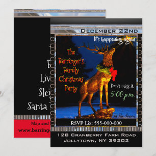 Invitation Fête de Noël élégante d'élan