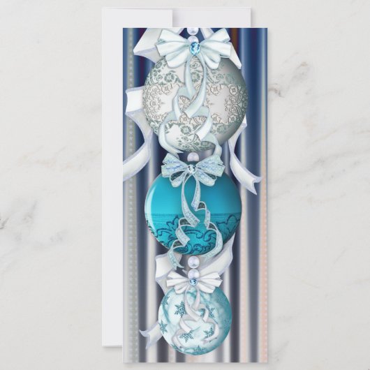 Invitation Fête de Noël élégante en argent et en bleu Invitat (Dos)