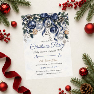 Invitation Fête de Noël élégante en marine