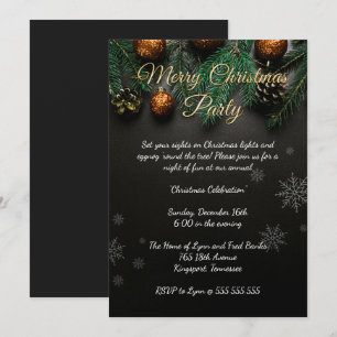 Invitation Fête de Noël élégante en noir