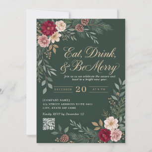 Invitation Fête de Noël Élégante et Botanique pour Entreprise