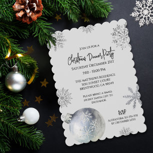 Invitation Fête de Noël Élégante et Enneigée