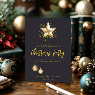 Invitation Fête de Noël Élégante et Festive avec Étoile