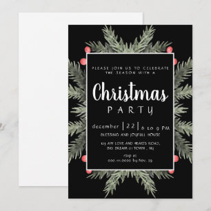 Invitation Fête de Noël Élégante et Moderne avec Verdure d'Hi