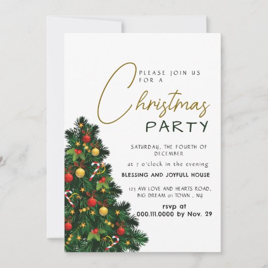 Invitation Fête de Noël Élégante et Moderne Joie (Devant)