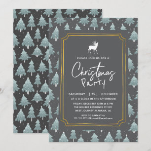 Invitation Fête de Noël Élégante et Rustique sous les Arbres 