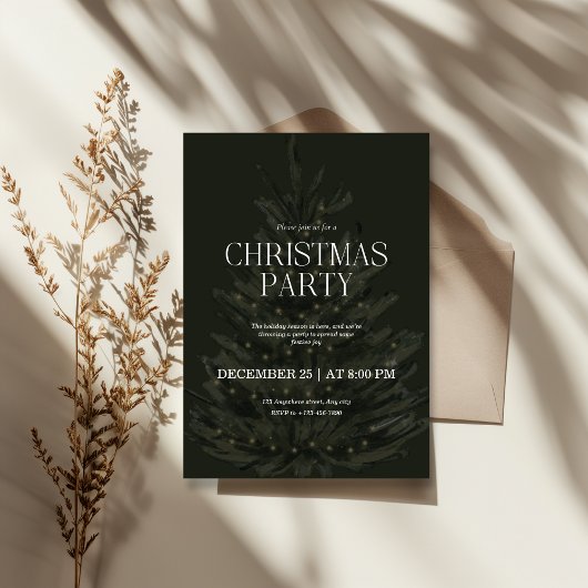 Invitation Fête de Noël élégante et verte