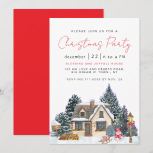 Invitation Fête de Noël élégante hivernale nostalgique vintag