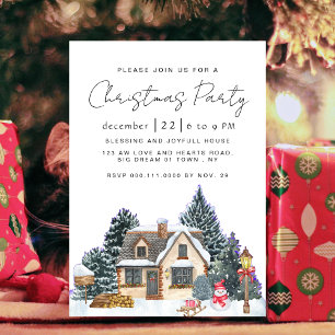 Invitation Fête de Noël élégante hivernale nostalgique vintag