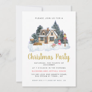 Invitation Fête de Noël élégante hivernale nostalgique vintag