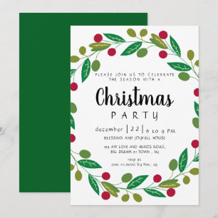 Invitation Fête de Noël Élégante Moderne avec Verdure d'Hiver
