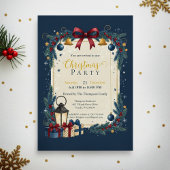 Invitation Fête de Noël élégante Navy Or