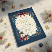 Invitation Fête de Noël élégante Navy Or