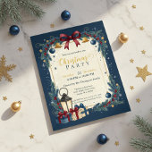 Invitation Fête de Noël élégante Navy Or