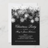 Invitation Fête de Noël élégante Ornements d'hiver Noir (Devant)