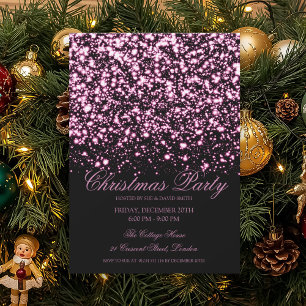 Invitation Fête de Noël élégante rose vif Midnight Glam