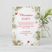 Invitation Fête de Noël Elégante Rouge Et Blanc (Debout devant)