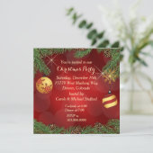 Invitation Fête de Noël élégante rouge et or (Debout devant)