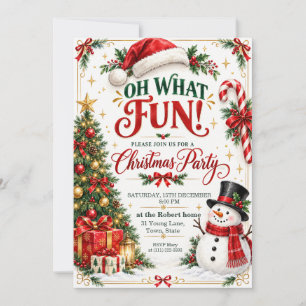 Invitation Fête de Noël élégante rouge et verte à l'aquarelle