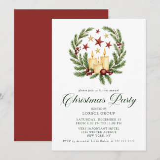 Invitation Fête de Noël Élégante Rouge et Verte pour Entrepri