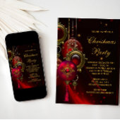 Invitation Fête de Noël élégante rouge or