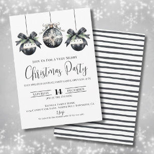 Invitation Fête de Noël Élégante Simple Noir et Blanc