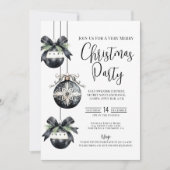 Invitation Fête de Noël Élégante Simple Noir et Blanc (Devant)