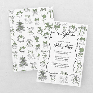 Invitation Fête de Noël élégante verte et noire