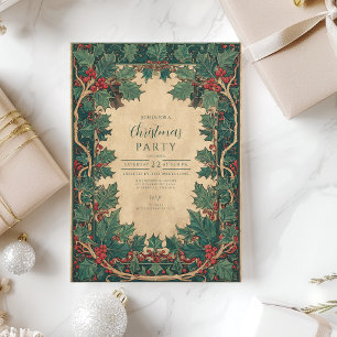 Invitation Fête de Noël élégante vintage au houx