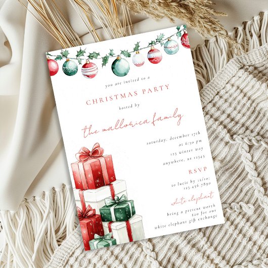 Invitation Fête de Noël éléphant blanc