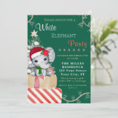 Invitation Fête de Noël éléphant blanc coloré (Debout devant)