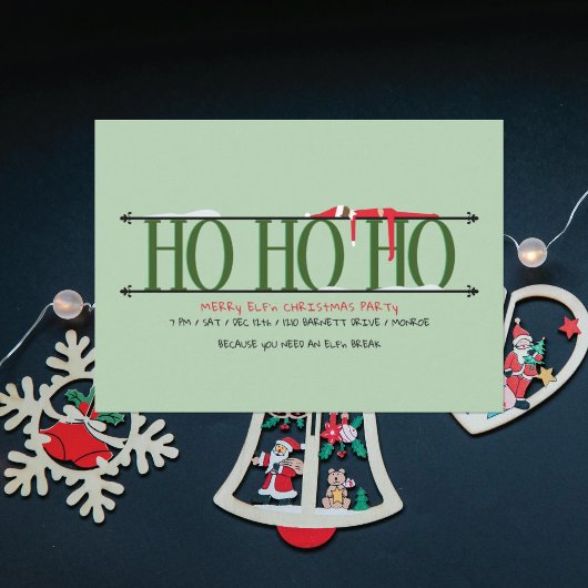 Invitation Fête de Noël Elf Shenanigans Ho Ho Ho