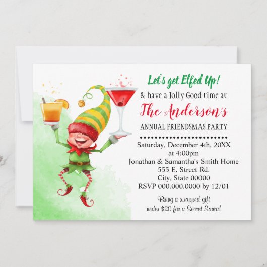 Invitation Fête de Noël Elfed Up (Devant)