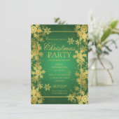 Invitation Fête de Noël Emerald & Gold Foil (Debout devant)