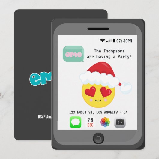 Invitation Fête de Noël Emoji (Devant / Derrière)