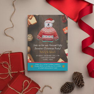 Invitation Fête de Noël en Alaska Chien Pull Ugly Party